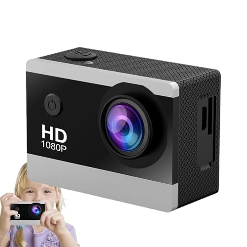 Waterproof Action Camera 1080P HD Outdoor Sports Cam con Angle Lens Underwater Video Recorder For Driving Cycling Diving Adventure Travel Easy Mounting 2.32x1.57x0.79 In wide