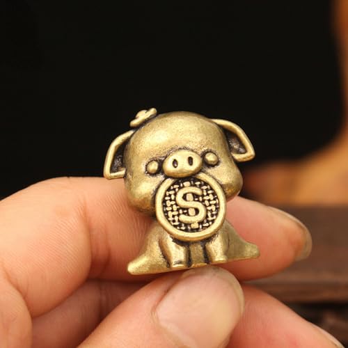 Figura Miniatura Cerdito de Dinero Zodiacal en Latón miniatura 2