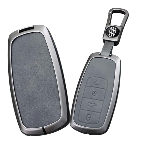 ontto Key Fob Cover Fit for Chery Tiggo 7 Pro/Tiggo 8/Tiggo 8 Pro/Ruigu9/Arrizo5 Plus/JAECOO J7 J8 J6/Omoda C5 2021-2025,Anti-Scratch Metal Key Case with Keychain,Grey
