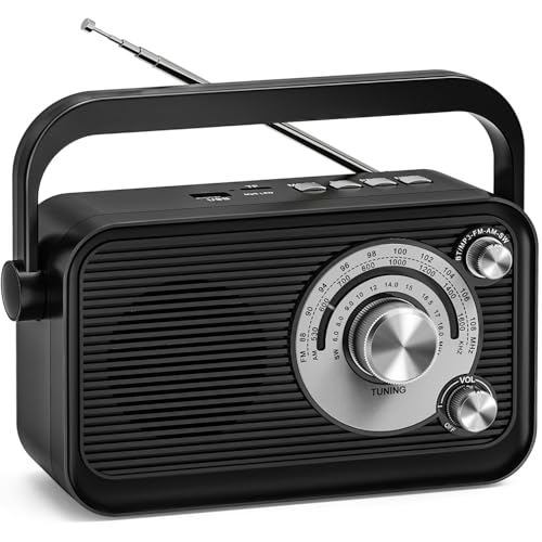 Tendak Portable Radio, Transistor Radio FM AM SW with Excellent Reception, Bluetooth, Headphone Jack, 5W Large Speaker, Large Dial Easy to Use for Seniors Elderly