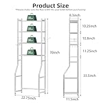 Over The Toilet Storage Cabinet, Metal 4 Tier Bathroom Shelves Over Toilet, Bathroom Oragnizer with 4 Hooks and Paper Holder, Chrome - Image 3