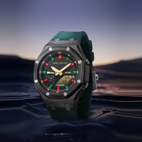 Image of Carlington Velocity Analog-Digital Sports Watches for Gents and Boys with Alarm|Stopwatch| Backlit Display| Dualtime|Silicone Strap| Water & Shock Resiatant - CT 8088