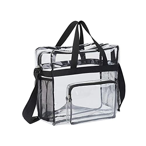 Sac bandoulière transparent PVC sac à main imperméable noir avec poche avant