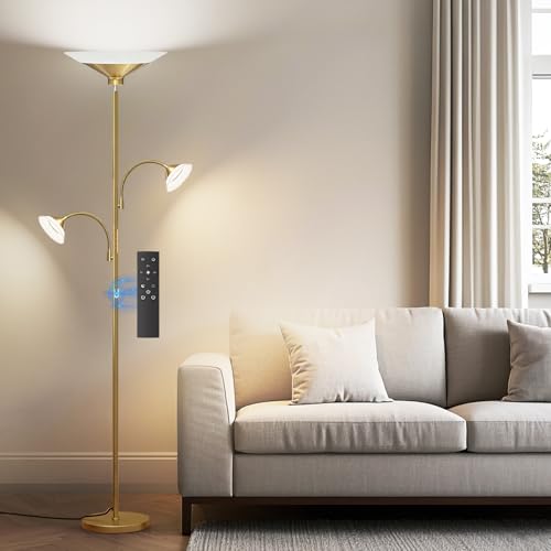 Image of SIBRILLE 3 Way Torchiere Floor Lamp - 42W Dimmable LED Tree Standing Lamp with Remote, 2300LM, Color Changing, 72 inch Tall Bright Floor Lamp for Living Room Bedroom Office
