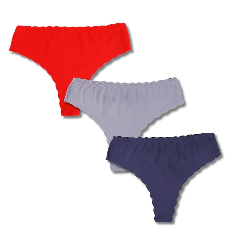 Women Ice Silk Seamless Solid Thongs Panty_Pack of 3 Multicolor-image-22