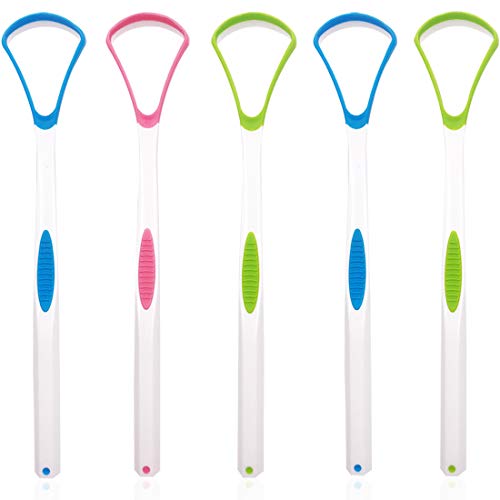 ZSWQ Set of 5 Tongue Scraper Plastic Tongue Cleaner for Children Adults Creatiees Anti Mouth Odour Tongue Scratcher Brush for Oral Care Fresh Breath - Comfortable and Safe