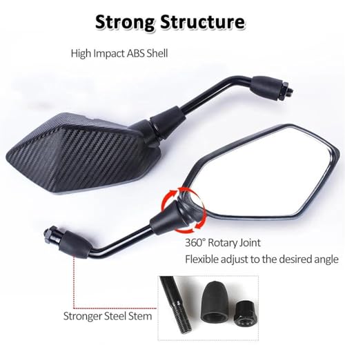 Espejo retrovisor universal para motocicleta con abrazadera de manillar 8mm 3