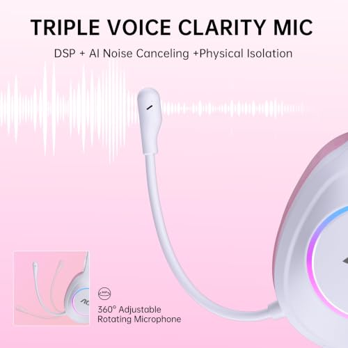 Image of AOC Wireless Gaming Headphones Compatible with PS5 /4, Switch, PC- Pink