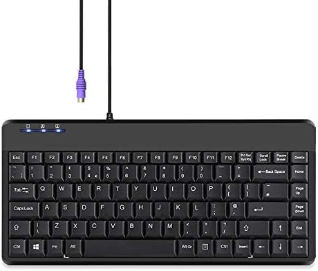 Perixx PERIBOARD-409P Wired PS2 Mini Keyboard, Black, UK Layout