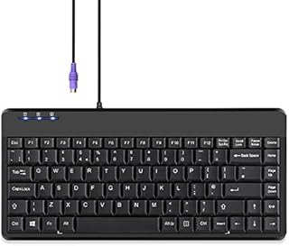 Perixx PERIBOARD-409P Wired PS2 Mini Keyboard, Black, UK Layout