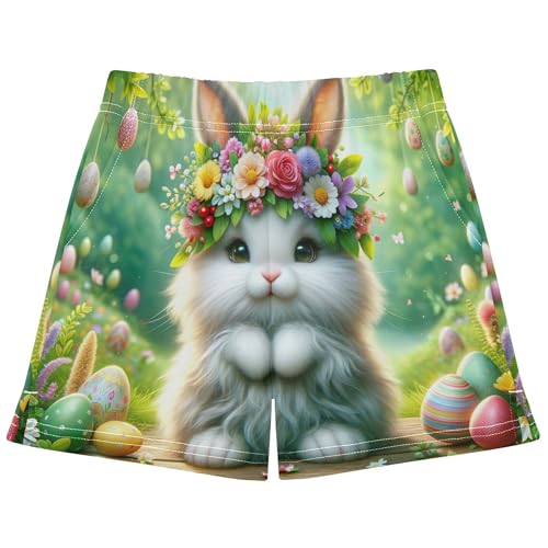 Floral Crown Bunny Girls Athletic Lounge Shorts Youth Teens Kids Summer Fashion Comfy Pajama Sleepwear, X-Small