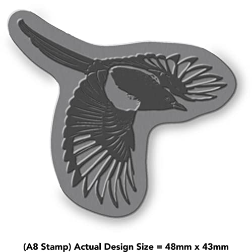'Flying Magpie' Rubber Stamp - Unmounted Design for Crafting & Scrapbooking, A8 (RS00041911)