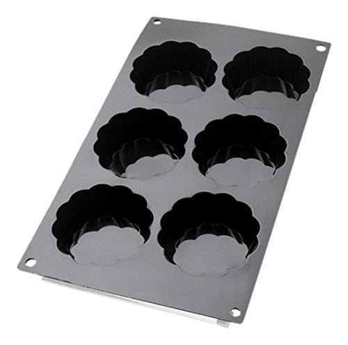 Cake en Stock 260800 Moule à Briochette Silicone Platine Diamètre 8,2 cm x Profondeur 3,7 cm 6 Pièces