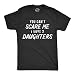 Mens You Can't Scare Me I Have Two Daughters T Shirt Funny Parenting Fathers Day Tee Funny T Shirts Dad Joke Apparel for Men Cool Sarcastic Short Sleeve Black - XL