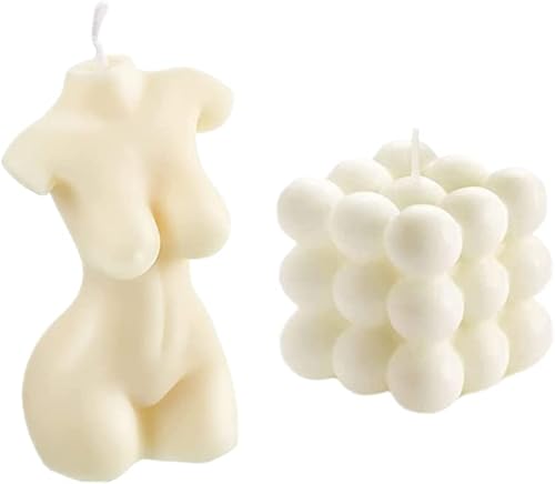 Vela de burbujas de 2 piezas, velas de cera de soja, vela en forma de cuerpo femenino, vela perfumada vertida a mano, vela decorativa estética para