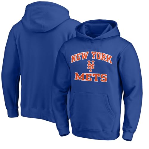 Outerstuff MLB Kids Youth 8-20 Official City Headline Arch Logo Fleece Lined Pullover Hoodie Sweatshirt (US, Numeric, 14, 16, Regular, New York Mets - Blue)