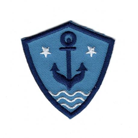 Patch Ecusson Thermocollant Blason ancre marine et étoiles 5 x 5 cm