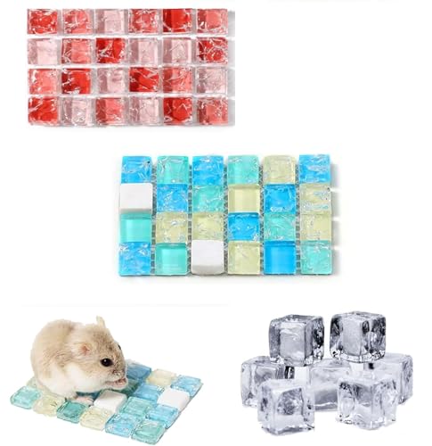 TUKNN Kühlmatte für Hamster Kühlmatte für Meerschweinchen 2 Stück Kaninchen-Kühlkissen Hamster Kühlung Pad Sommer Meerschweinchen Schlafmatte Bett Blau & Rot