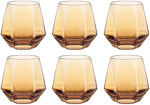 Image of Premium Brown 350 ML Water & Juice Drinking Glasses Set of 6 Vintage Glassware Set for Juice, Cocktail, Mocktail,Whisky All Beverages Everyday Uses for Gift (6, MT-20)