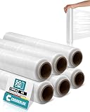 Commerline Stretchfolienrolle-Wickelfolie | 50 cm 1500 g, 6 Rollen | Transparent...