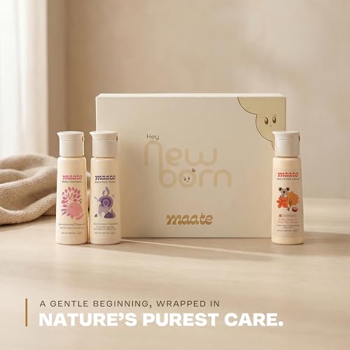 Image of Maate Baby Care Newborn Gift Set | Collection of All Baby Skin & Hair Care Needs | Baby Gift Set for New Born | Baby Kit | Pack of 3 | Baby Shampoo,Baby Body wash and Baby Body Lotion