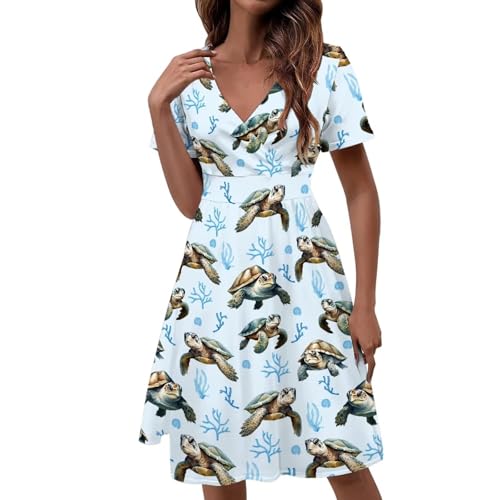 Image of Women's Summer Formal Dresses Short Sleeve Wrap V Neck Dresses Bridesmaid Wedding Guest Dress with Pockets