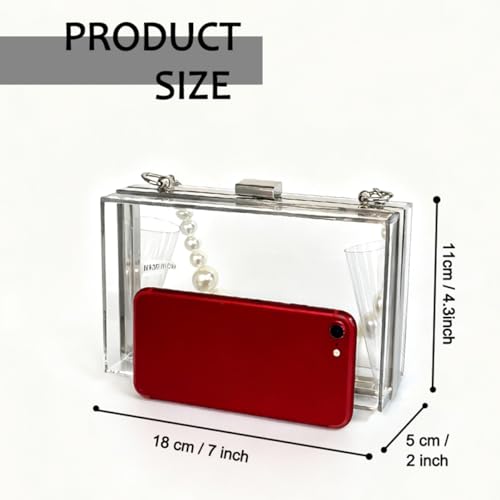 Image of Ladies Clear Acrylic Moon and Star Rhinestone Chain Bag Sparkly Transparant Clutch Purse for Women Evening