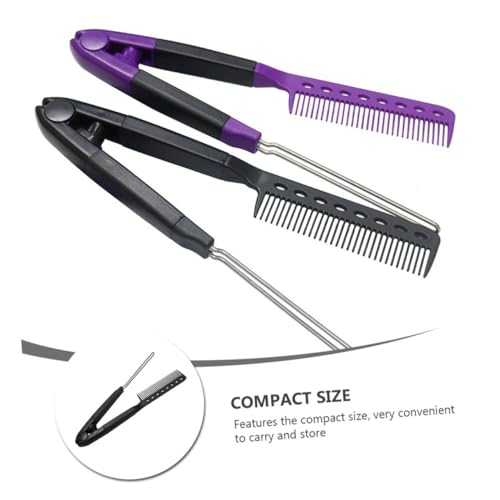 Peine alisador en forma de V negro para peinar cabello miniatura 3