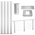 Muzata Cable Railing Post Square Weldless Flat top 36”x2”x2” Stainless Steel Brushed Pre-Drilled Posts Wood Concrete Surface Mount Deck Balustrade Invisible 4Pack PS02 LH4S, PT1 PT2 PT6