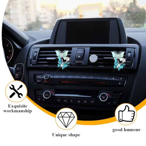 Image of 2PCS Car Air Fresheners Vent Clips, Butterfly Car Accessories, Sparkly Bling Dual Butterfly Auto Air Vent Clips, Automotive Cute Air Conditioning Outlet Decoration Universal for Women Girl