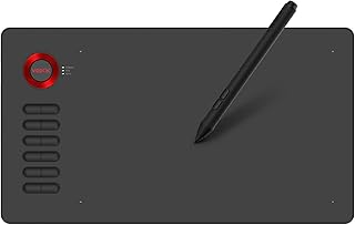Drawing Tablet, 10x6 Inch VEIKK A15 Graphic Tablet,8192 Levels Pressure Battery-Free Pen with Tilt Function, 12 Shortcut Keys,for Drawing,Designing, Online Teaching and Remote Work-Red