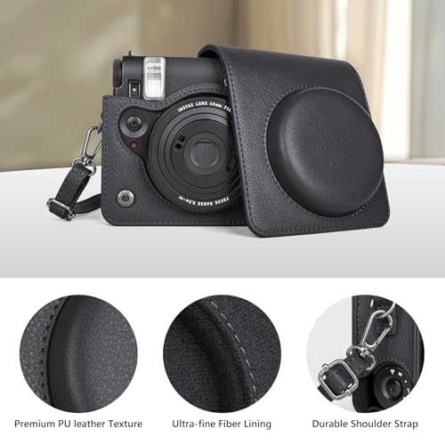 Funda para cámara Fuji Mini 99 de cuero PU negro miniatura 4