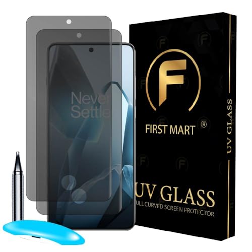 Image of FIRST MART Anti-Spy UV Tempered Glass for OnePlus 13 | 9H Curved Display Screen Guard, Fingerprint Compatible | Pack of 2