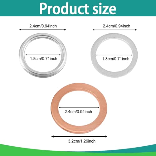 Image of 12PCS Differential Transfer Case Crush Washer Gasket Kit, Drain Plug Gasket, Oil Pan Drain Plug Washers Compatible with Toyota Lexus, Replaces OEM#9043024003, 1215710010, 90430A0003