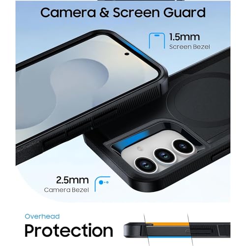 Image of KARWAN Shockproof Back Case Cover Compatible with Samsung S24, Heavy Duty Case with Camera Protection,Dual Layer Rugged Protection with MagEaze Mag-Safe Wireless Charging (Black)