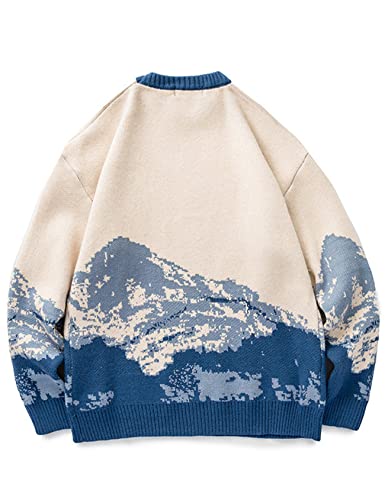 Gihuo Mens Sweater Vintage Cow Printed Sweater Pullover Sweaters Crewneck Oversized Kawaii Sweater Knit Tops Jumper2