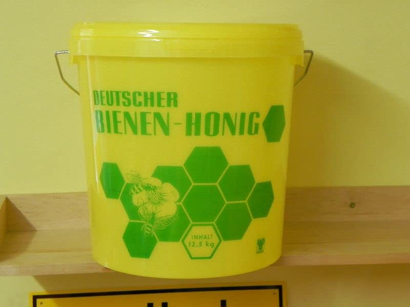 10x 12,5kg Honigeimer gelb m.Deckel mit Aufdruck 6,89€/St Höhe 26 cm, Ø oben 25, unten 22 cm Imker Imkerei Bienen Eimer