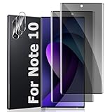 Geviaho 2+2 Pack For Note 10 Privacy Screen Protector with Camera Lens Protector,28° Anti-Spy, 9H Hardness Tempered Glass,3D Curved,High Sensitivity, Anti Glare For Samsung Note 10 (6.3 Inch)