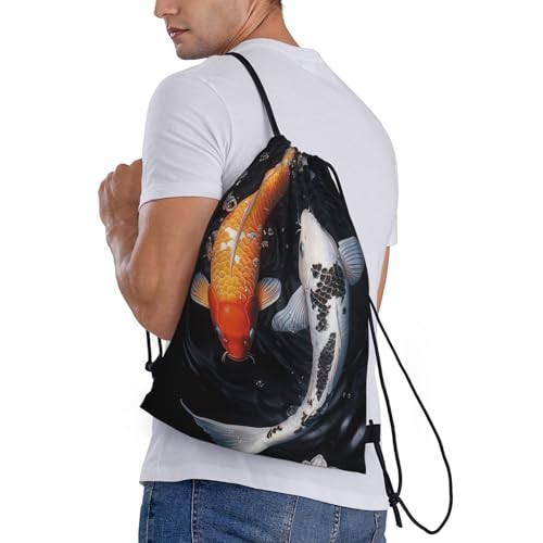 Japanese Koi Fish Pattern Drawstring Backpack Bag - Sports Gym Sack For Women Men3