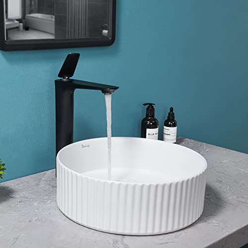 Davivy 14'' Round Vessel Sink With Pop Up Drain,Bathroom Vessel Sink,Bathroom Sinks Above Counter,Round Bathroom Sink,White Vessel Sink,Ceramic Vessel Sink,Round Sinks For Bathrooms #TOP6