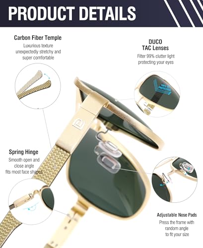Image of DUCO Aviator Sunglasses for Men Women Carbon Fiber Polarized Sunglasses Men UV Protection for Driving Golf Fishing 3051