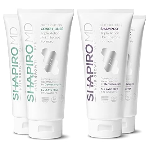 Hair Loss Shampoo and Conditioner | DHT Fighting Vegan Formula for Thinning Hair Developed by Dermatologists | Experience Healthier, Fuller & Thicker Looking Hair – Shapiro MD | 2-Month Supply Cover