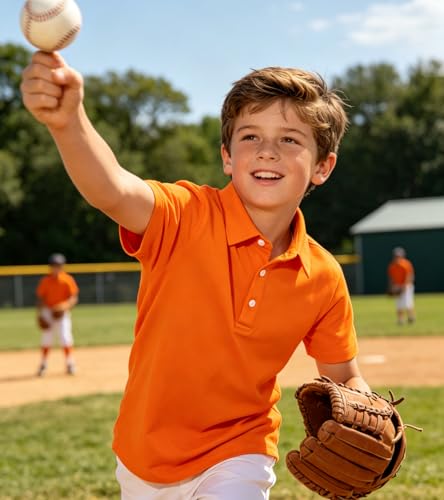 Image of uideazone Boys Polo Shirts Dry Fit Performance Golf Short Sleeve Casual School Uniform Size 5-14