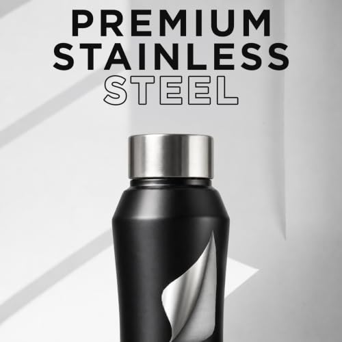 Image of Speedex Stainless Steel Water Bottle 1 Ltr, Leak Proof Screw Cap, BIS Approved 1000 ml Metal Bottle For Daily, Office, School, Gym, Travel Use for Men, Women, Kids, Adults, Black, Set of 1
