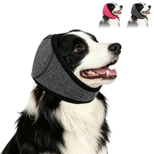 yetary Noise Cancelling Ear Wrap Dog No Shake Ear Wraps Comfortable Quiet Dogs Calming Hoodie Adjustable Effectively isolates Noise from Fireworks Thunder and Vacuum Cleaners (Gray L)