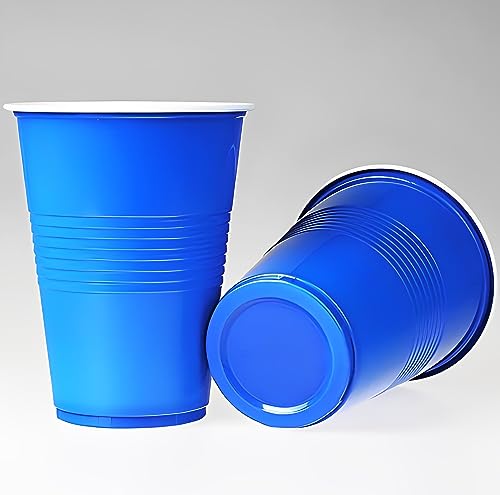 Tickles Pack of 50, Beer Pong Glasses with Free Ping Pong Balls Set, Easy Grip Reusable Drinking Party Cups for Iced Tea, Punch, Cocktail, Couple, Ladies Games (Color: Blue Size: 475 ml)