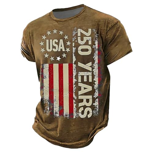 Camiseta patriótica del Día de la Independencia para niños, marrón, 4-5 años