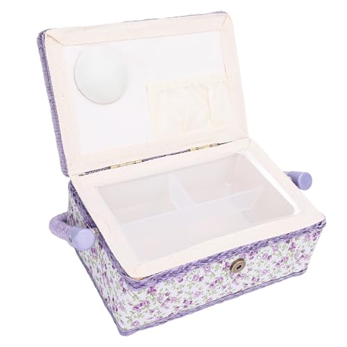 Sewing Storage Basket, Stylish and Practical 260° Rotation Handle Needlework Organizer for Buttons Threads Spools