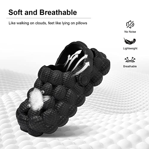 Kids Bubble Slides Garden Clogs For Girls Boys, Cute Lychee Massage Bubble Sandals, Kid Slip-On Sandals For Beach Pool Shower, Indoor Outdoor Classic Clog Kids Slipper Black #TOP4