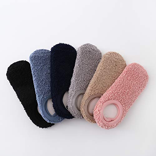 Image of SKOLA Cozy Winter Fuzzy Women Socks Grip Slippers Fluffy House Non Skid Microfiber Socks